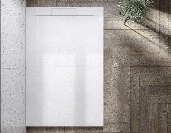 Piatto doccia 80x120 ultraflat effetto pietra in resina bianco Sirio