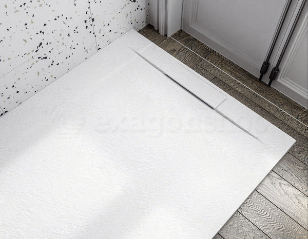 Piatto doccia 70x100 ultrapiatto effetto pietra in resina bianco Sirio