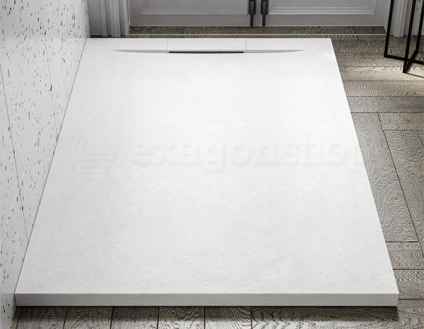 Piatto doccia 70x140 ultraflat in resina effetto pietra bianco Sirio