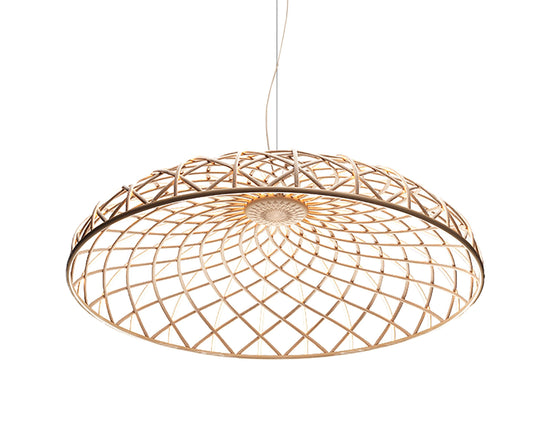 Flos Skynest Motion Almond Lampada Sospesa a Luce Diffusa spenta, dettaglio del corpo lampada e dei materiali