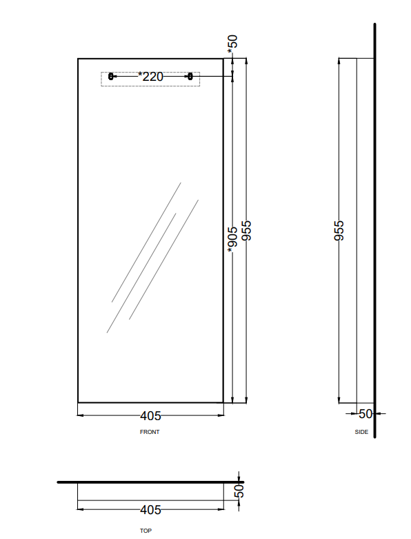 Cielo Arcadia Argo Specchio 40x95 A Parete senza Luce Led E Struttura In Metallo Cemento