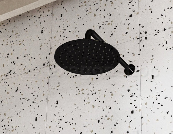 Soffione doccia 25 cm Smart tondo con braccio 35 cm nero opaco