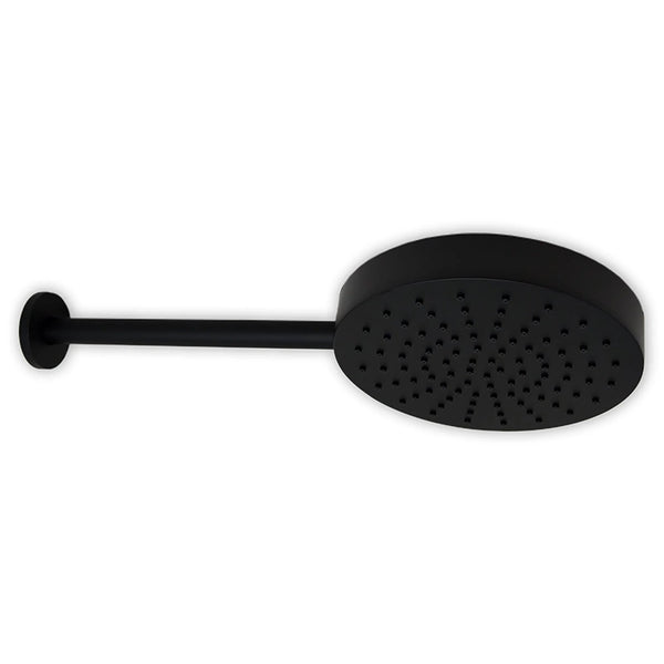 Soffione 25 cm Smart spessore 4 cm con braccio in acciaio nero opaco