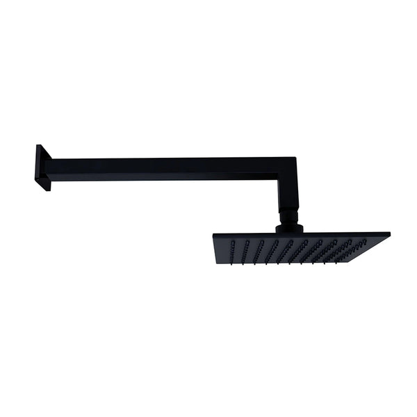 Soffione doccia 20x20 Smart quadro con braccio 35 cm nero opaco