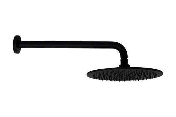 Soffione doccia 25 cm Smart tondo con braccio 35 cm nero opaco