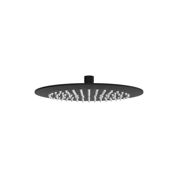 Soffione doccia 25 cm tondo effetto pioggia con snodo orientabile in acciaio nero opaco bnsofksf25