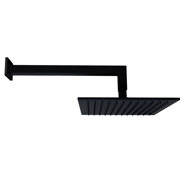 Soffione doccia 25x25 Smart quadro con braccio 35 cm nero opaco