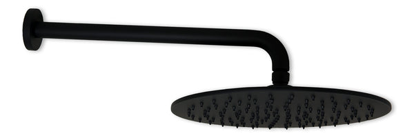 Soffione doccia 30 cm Smart tondo con braccio 35 cm nero opaco