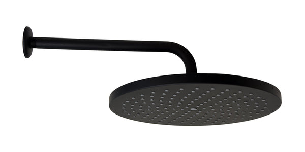 Soffione Doccia 30 cm tondo anticalcare con braccio Soft Black