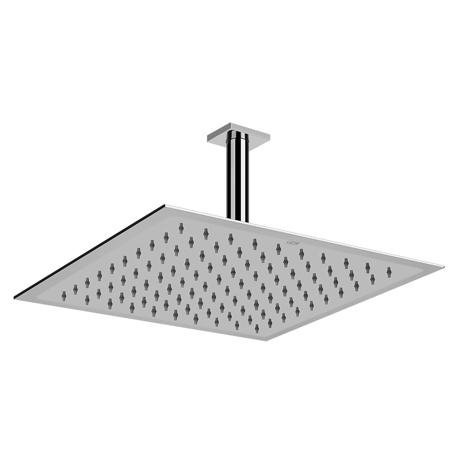 Soffione doccia 30x30 quadro Orientabile Anticalcare a Soffitto Mirror Steel Shower 47262 Gessi Emporio