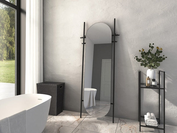 Koh-i-noor Lolita specchio da pavimento 187x77 stile urban con appendiabiti nero