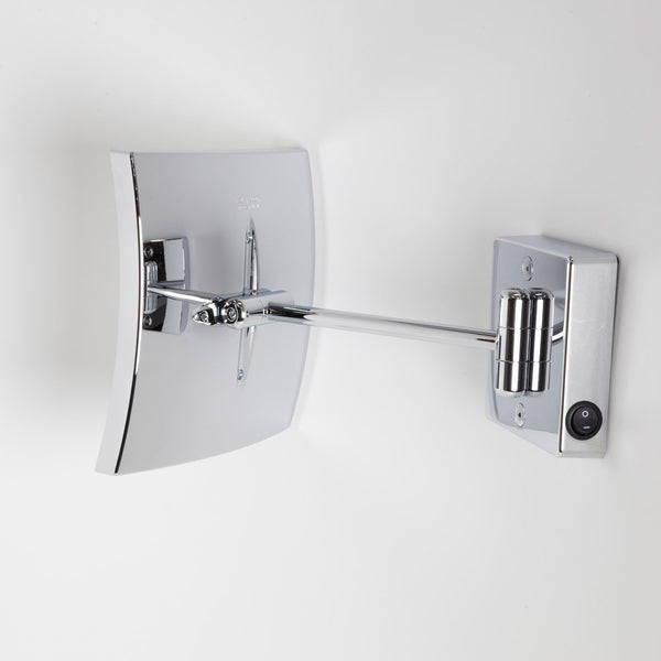 Koh-I-Noor Quadrolo Specchio Ingranditore X3 Illuminato Led Quadrato A Parete Cromo