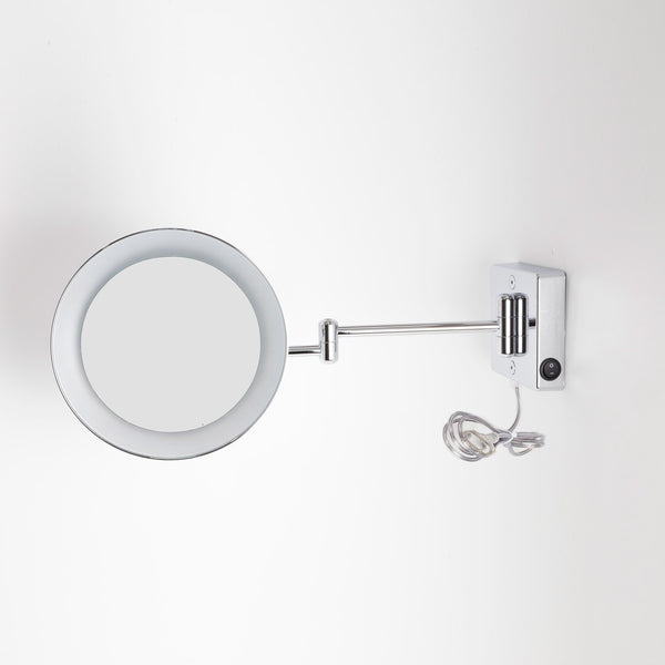 Koh-i-noor Discolo specchio ingranditore x3 led a parete 23 cm con spina e due braccia cromo