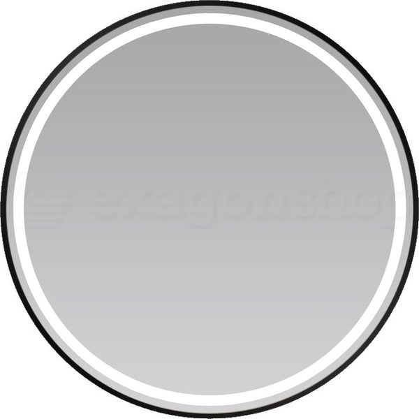 Specchio tondo 80 cm nero opaco luce regolabile antiappanamento e on off