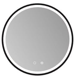 Specchio tondo 80 cm nero opaco luce regolabile antiappanamento e on off