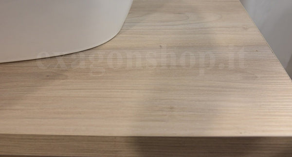 Mobile bagno 90 cm effetto legno Olmo senza lavabo con vano, vista dall'alto del piano con lavabo - Exagonshop