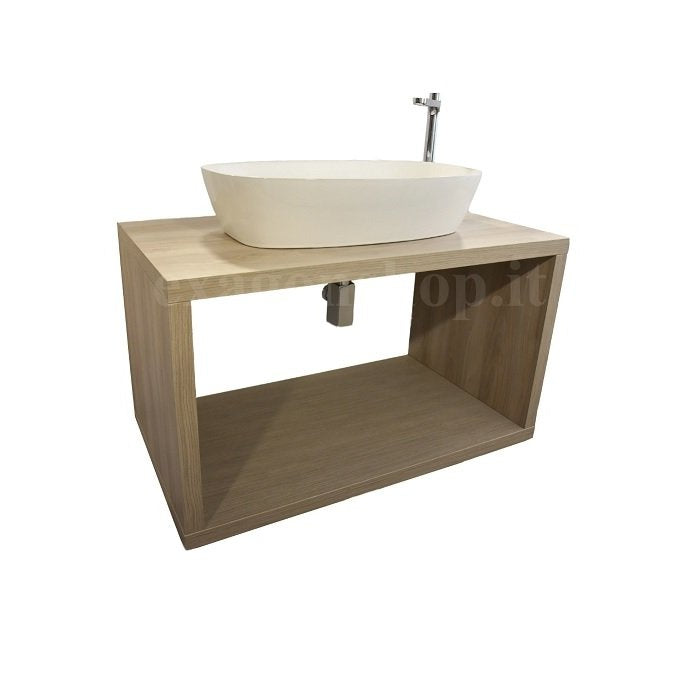 Mobile bagno effetto legno Olmo 90 cm Squared senza lavabo con vano a giorno
