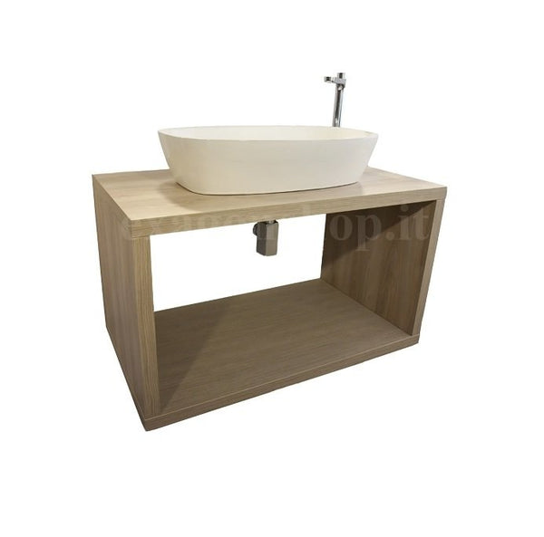 Mobile bagno effetto legno Olmo 90 cm Squared senza lavabo con vano a giorno