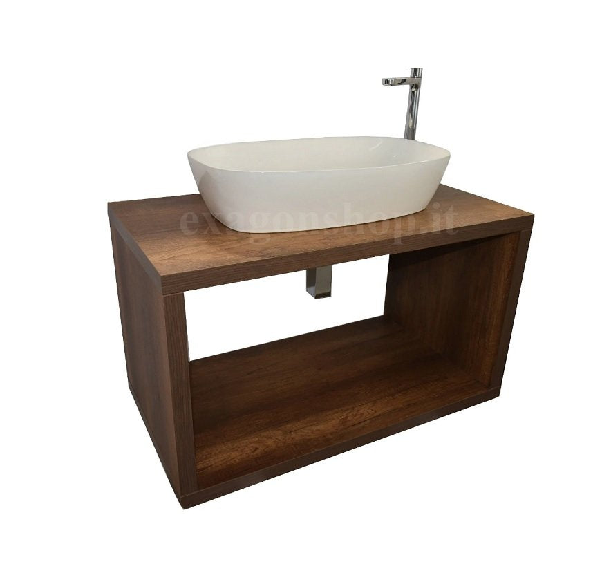 Mobile bagno 90 cm tabacco con vano a giorno lavabo non incluso