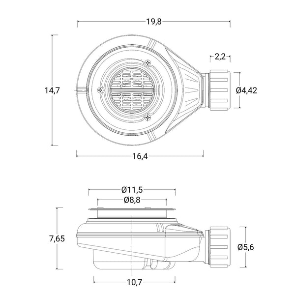 Scarico doccia 90 mm con sifone e filtro raccogli capelli