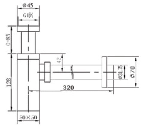 New line SR3 sifone a bottiglia universale in ottone cromato