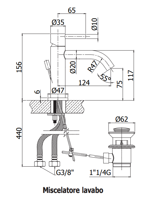 Paffoni Steel miscelatore lavabo acciaio con scarico Steel075AC