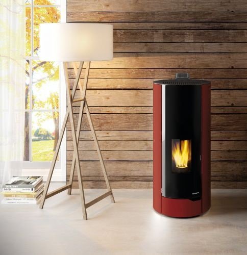 Palazzetti Nina 8 Stufa A Pellet Ecofire ad Aria con porta in vetro stondata acciaio Bordeaux