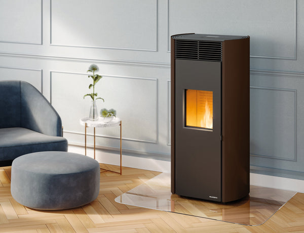 Clelia 13 Palazzetti Stufa a pellet ermetica in acciaio verniciato moka con fianchi arrotondati Ecofire 805806991