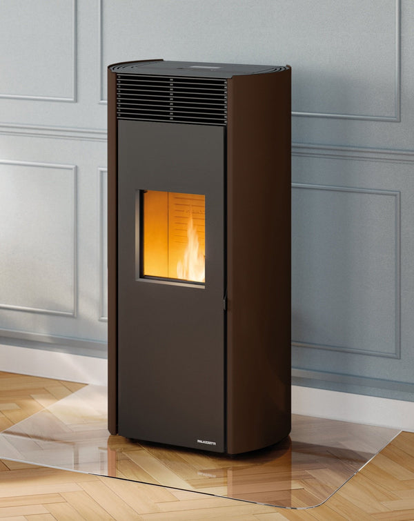 Clelia 13 Palazzetti Stufa a pellet ermetica in acciaio verniciato moka con fianchi arrotondati Ecofire 805806991