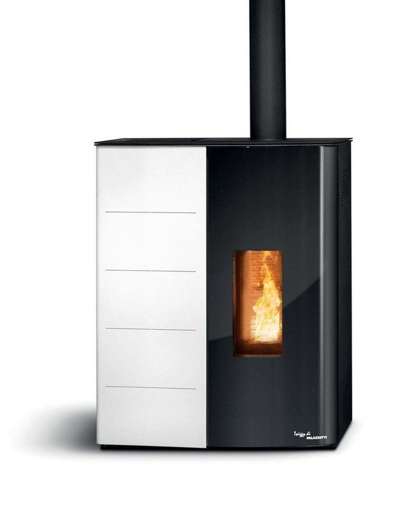 Palazzetti Twiggy 10 Stufa A Pellet Salvaspazio ad aria Ecofire Con Uscita Fumi Superiore in Acciaio Bianco