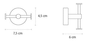 Gangio Appendino doppio In Acciaio Cromo New Line GH3, vista laterale del profilo a muro - Exagonshop