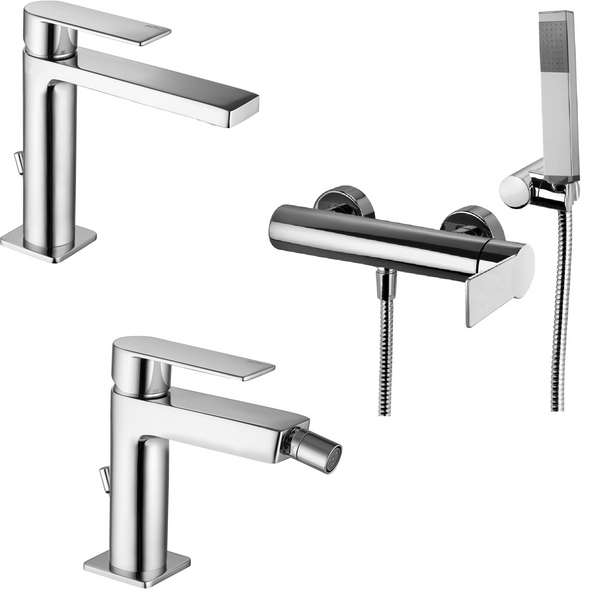 Paffoni Tango set Miscelatori Lavabo Bidet scarico automatico e doccia Cromo