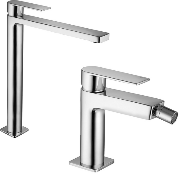 Paffoni tango coppia miscelatori lavabo alto e bidet senza scarico cromo