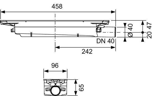 Tece TECEdrainprofile 673001 pozzetto di scarico piatto DN 40 scarico laterale