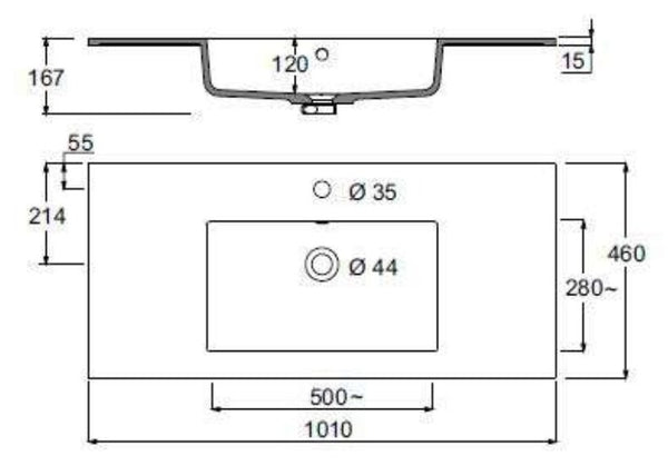Mobile bagno grigio 100x45 San Marino con lavabo in mineralmarmo