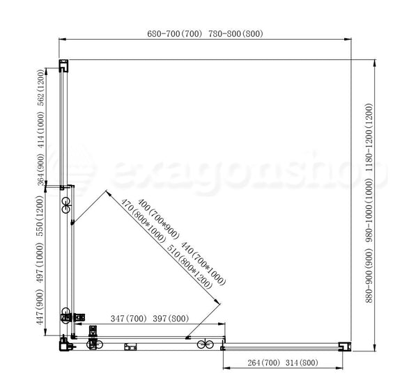 Box doccia 70x70 ante scorrevoli reversibile vetro temperato trasparente H 195 profilo cromo Marsiglia