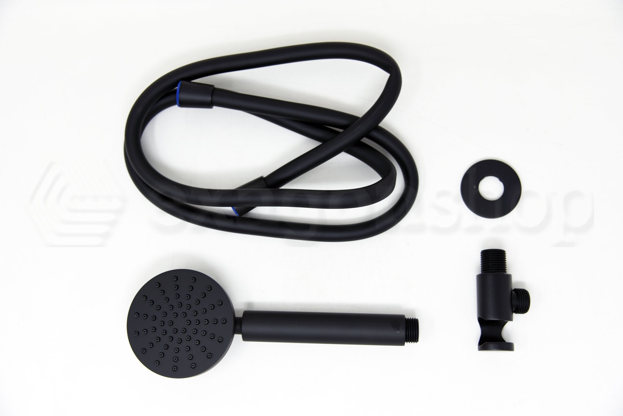Doccetta 8 cm con presa acqua e flessibile in pvc nero opaco Smart