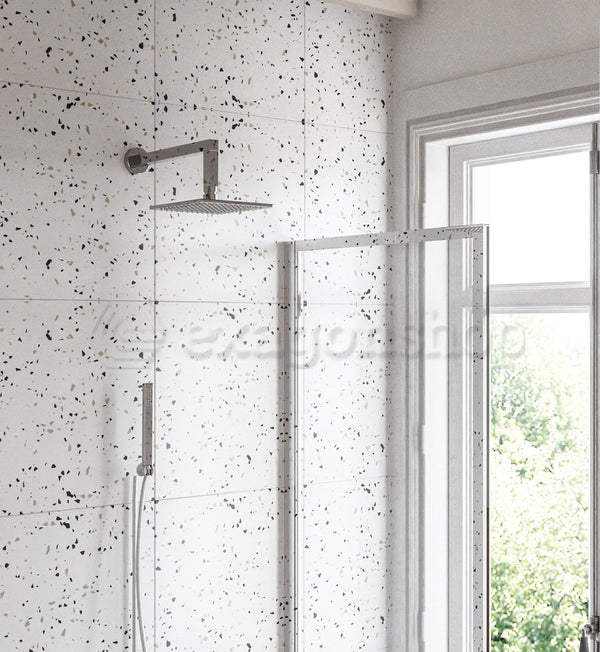 Set soffione doccia 20x20 quadro Smart braccio 30 cm cromo