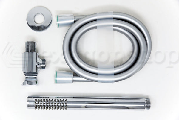 Set soffione 20 cm tondo miscelatore doccia incasso 2 vie braccio 30 cm e doccetta cromo Smart