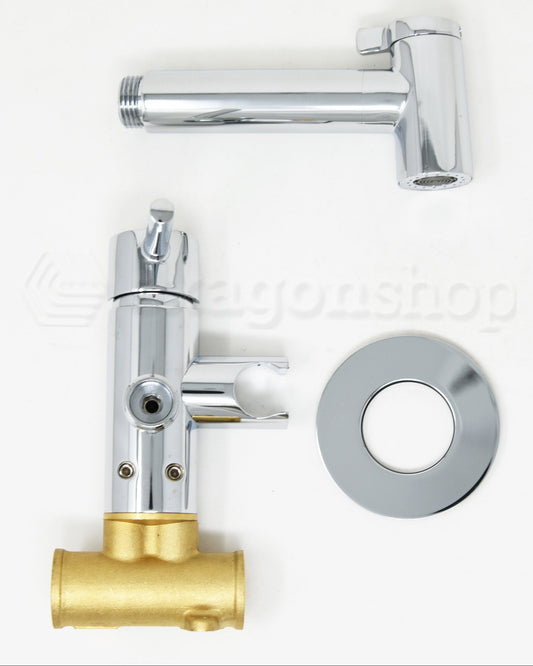 Disegno tecnico con quote di Doccetta bidet Smart con miscelatore ad incasso cromo Cromo Lucido - Exagonshop