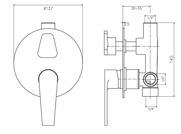 Set miscelatore incasso soffione 30 cm slim braccio 30 cm doccetta cromo Smart
