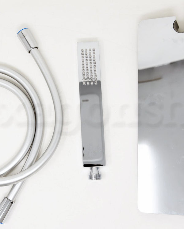 Disegno tecnico con quote di Set Doccetta Smart con Ripiano Portasapone cromo Cromo Lucido - Exagonshop