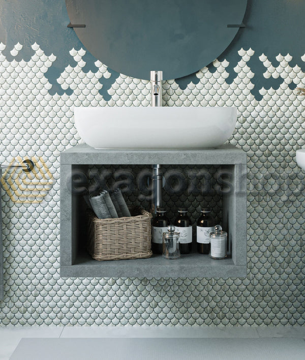 Mobile bagno Grigio Cielo 60x50 Thema con vano a giorno e Lavabo in ceramica