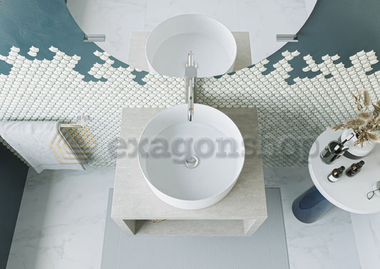 Mobile bagno Grigio Caldo 60x50 Thema con Lavabo da, vista dall'alto del piano con lavabo - Exagonshop
