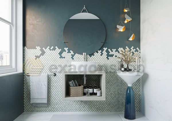 Mobile bagno Grigio Caldo 60x50 Thema con vano a giorno e Lavabo tondo da appoggio bianco in ceramica