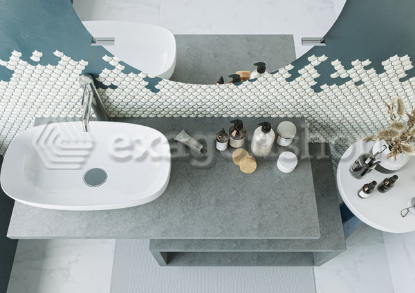 Mobile bagno Grigio Cielo 80x50 Thema con Top per lavabo in ceramica