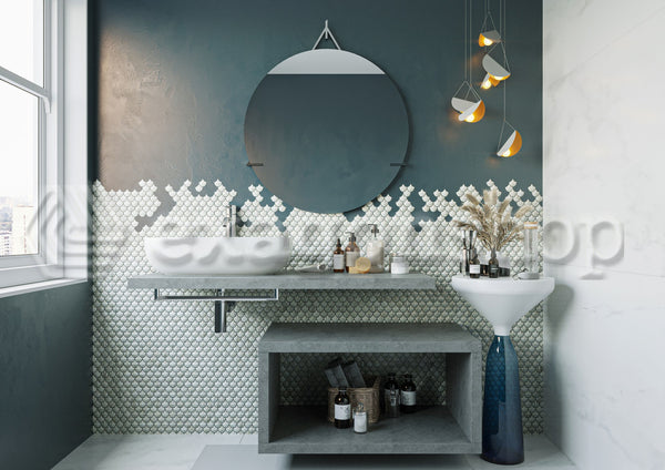 Mobile bagno Grigio Cielo 80x50 Thema con Top per lavabo in ceramica