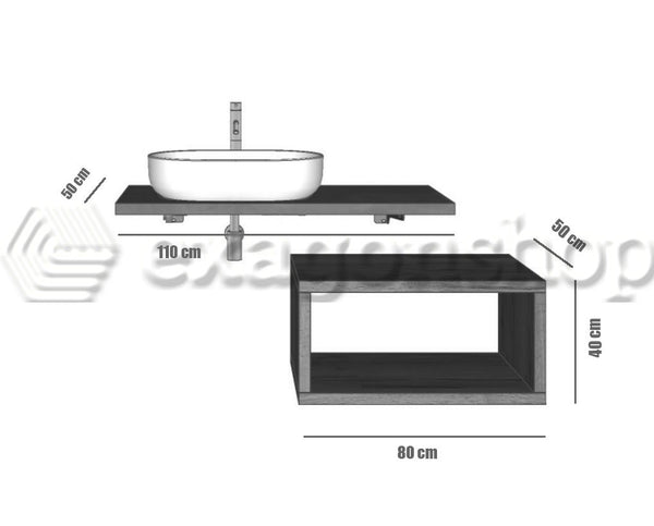 Mobile bagno Grigio Cielo 80x50 Thema con Top per lavabo in ceramica