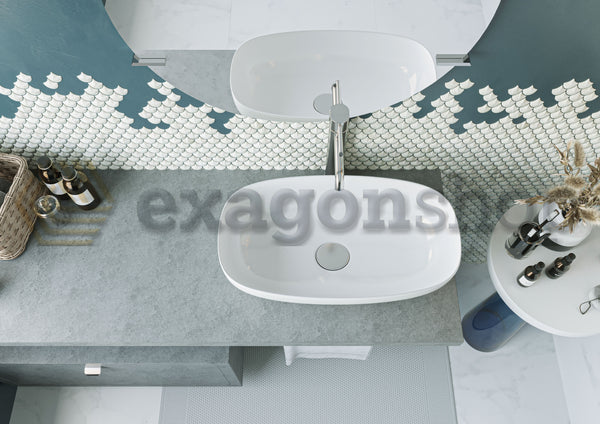 Mobile bagno Grigio cielo 80x50 Thema con top e lavabo in ceramica
