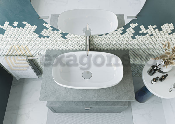 Mobile bagno Grigio Cielo 80x50 Thema un cassetto e Top lavabo in ceramica